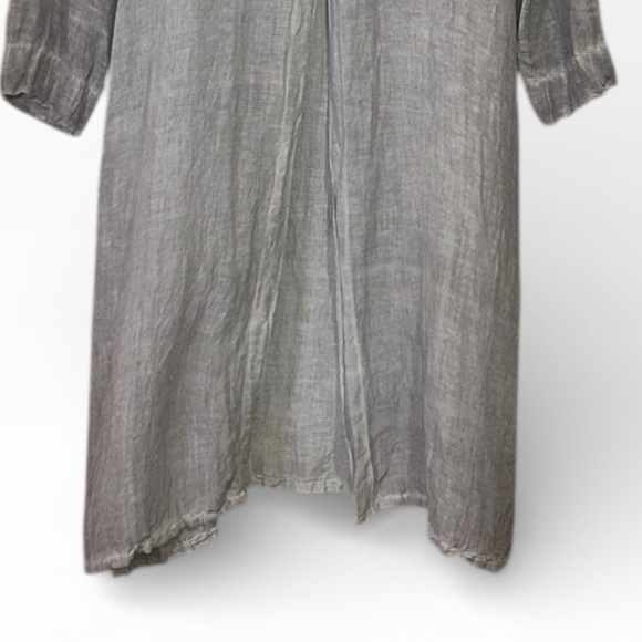 Dolma Gray Linen Tunic Duster Lagenlook Minimalist Oversized Artsy Long Top M-L - Picture 6 of 12